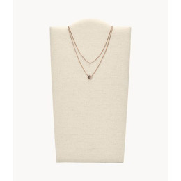 Fossil - Collier classics pendentif double nacre grise - Réf JF02953791