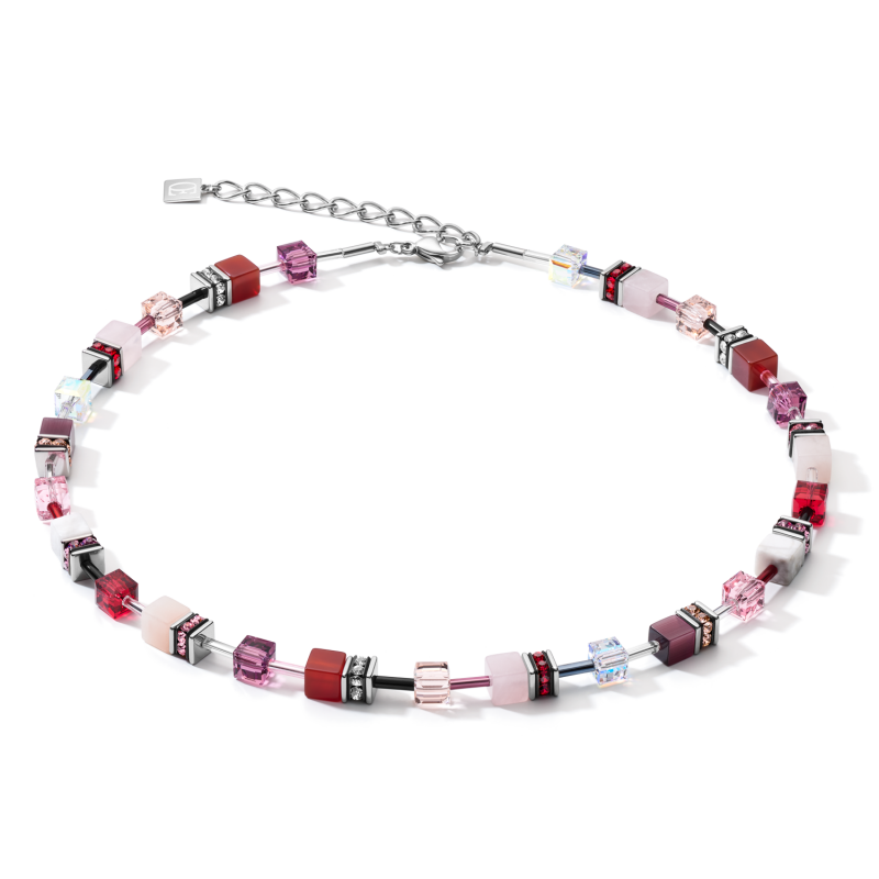 Coeur de Lion - Collier GéoCube acier, cristaux bleus - Réf 4905/10-0308