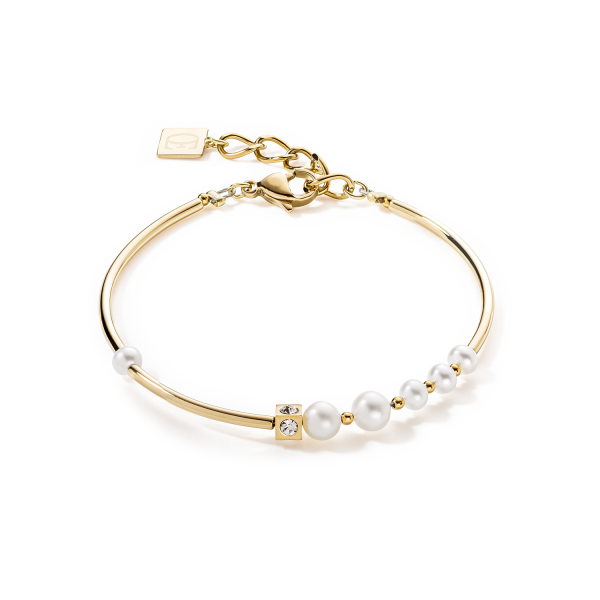 Coeur de Lion - Bracelet Asymétrie Perles d'eau Douce - acier inoxydable blanc-or - 1102301416