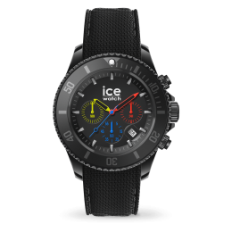 Montre Ice Watch Chrono Homme - Boitier Acier Noir - Bracelet Silicone Noir - Réf. 019842