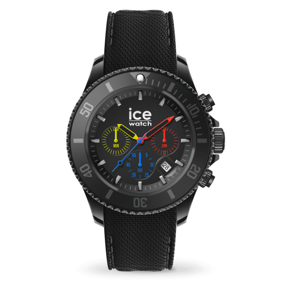 Montre Ice Watch Chrono Homme - Boitier Acier Noir - Bracelet Silicone Noir - Réf. 019842