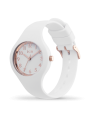 Montre Femme Ice Watch - Boîtier Acier Doré Rose - Bracelet Silicone Blanc - Réf. 015343