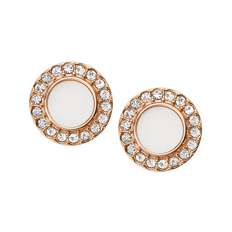 Boucles d'oreilles Fossil Acier doré rose Collection Classic White JF02659791