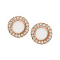 Fossil - Boucles d'oreilles crochets acier doré rose et nacre - Réf JF02659791
