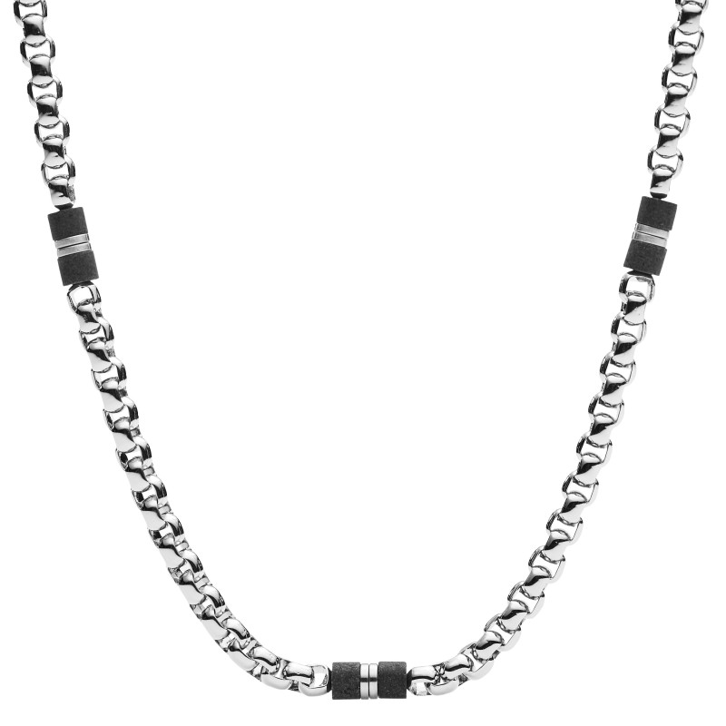 Collier Fossil Acier argenté Collection Black Elements JF03314040