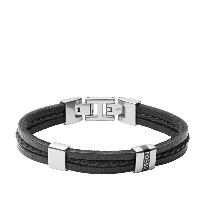 Bracelet Fossil Cuir noir Collection Leather Essentials JF03686040