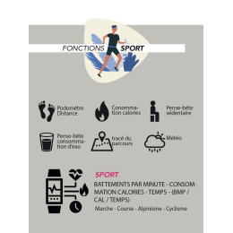 Montre Homme SMARTY Smartwatch Connecté Standing Silicone Noir - SW022A