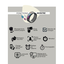 Montre Homme SMARTY Smartwatch Connecté Standing Silicone Noir - SW022A