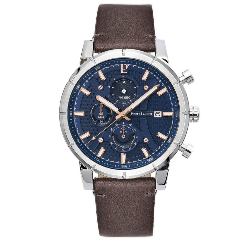 Montre Homme PIERRE LANNIER Criterium Bleu Bracelet Cuir - 223G164