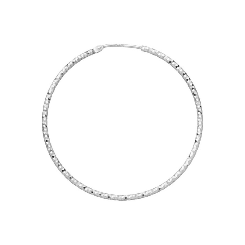 Boucles D'Oreilles  Creoles Fantaisie, 40 Mm, Argent Rhodié 925 1010416 - Marque Collection Julien D'Orcel   - Couleur Blanc