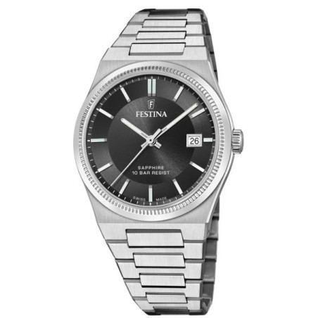 Montre Homme Festina Swiss Made noire bracelet acier - F20034/4
