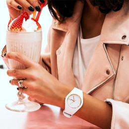 Montre Femme ICE WATCH Ice Glam Silicone Blanc Doré - 014759