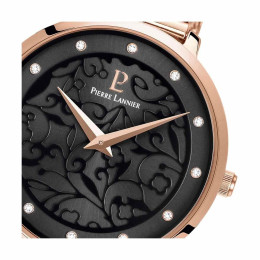 Montre Femme PIERRE LANNIER Éolia Cadran Noir Acier Or Rose - 039L938