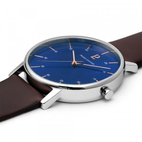 Montre Homme PIERRE LANNIER Cityline Cuir Brun Cadran Bleu - 202J164