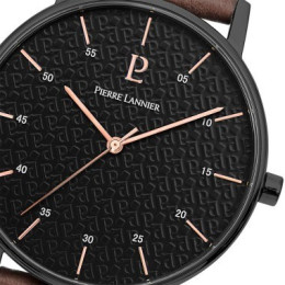 Montre Homme PIERRE LANNIER Cityline Cadran Noir et Cuir Brun - 203F434