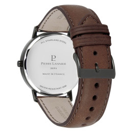 Montre Homme PIERRE LANNIER Cityline Cadran Noir et Cuir Brun - 203F434