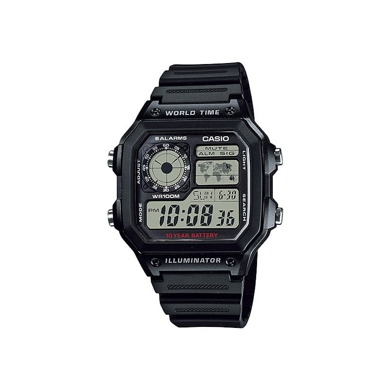 Casio - Montre H Sport & Technologie Noir - Ref AE-1200WH-1AVEF