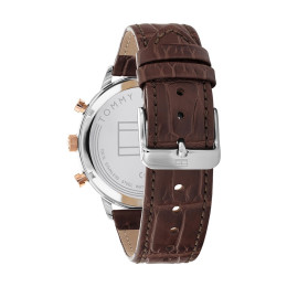 Montre Leonard Homme - Boitier Acier Pvd Doré Rose - Bracelet Cuir Marron - Ref 1791987