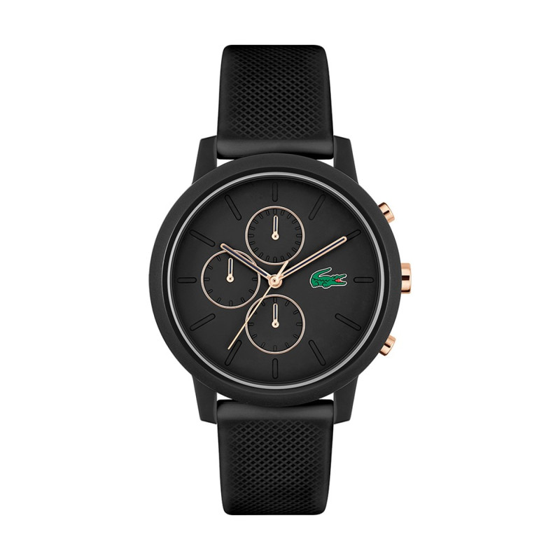 Montre Lacoste Chrono Homme - Boitier Résine Tr90 Noir - Bracelet Silicone Noir - Ref 2011247