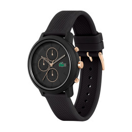 Montre Lacoste.12.12 Chrono Homme - Boitier Résine Tr90 Noir - Bracelet Silicone Noir - Ref 2011247