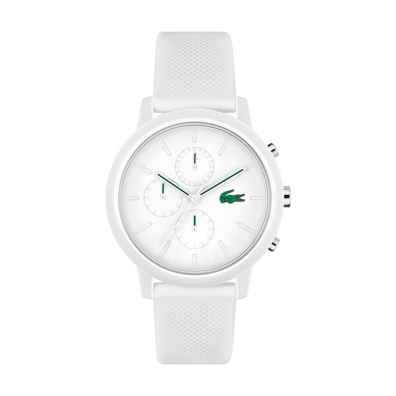 Montre Lacoste Chrono Homme - Boitier Résine Tr90 Blanc - Bracelet Silicone Blanc - Ref 2011246