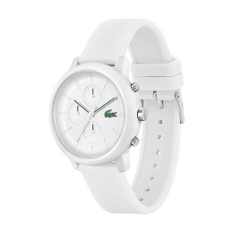 Montre Lacoste.12.12 Chrono Homme - Boitier Résine Tr90 Blanc - Bracelet Silicone Blanc - Ref 2011246