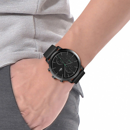 Lacoste - Montre Replay Homme - Boîtier Acier Noir - Bracelet Cuir Noir - Ref 2011177