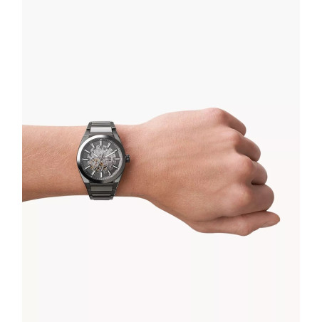 Fossil - Montre Automatique Everett Homme - Boitier Métal Gris - Bracelet Métal Gris - Ref ME3206
