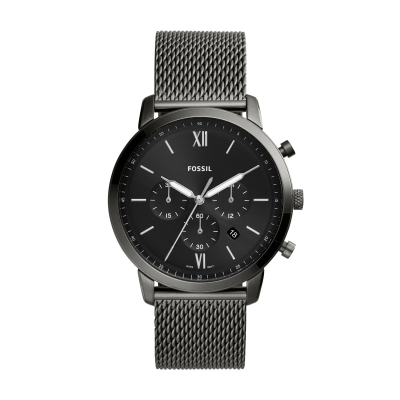Fossil - Montre Neutra Chrono Homme - Boitier Acier Gunmétal - Bracelet Acier Anthracite - Ref FS5699