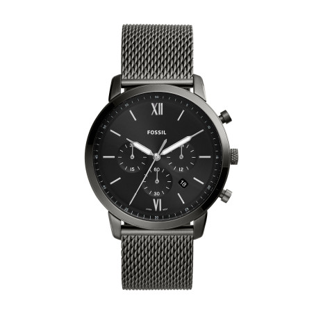 Fossil - Montre Neutra Chrono Homme - Boitier Acier Gunmétal - Bracelet Acier Anthracite - Ref FS5699
