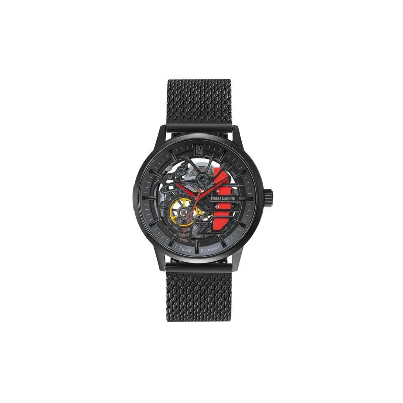 Pierre Lannier - Montre Automatique Paddock Homme - Boitier Acier Pvd Noir - Bracelet Acier Pvd Noir - Ref 338A439