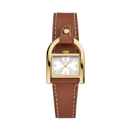 Fossil - Montre Harwell Femme - Boitier Acier Pvd Doré - Bracelet Cuir Marron - Ref ES5264