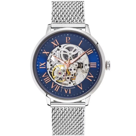 Montre Automatique Homme - Boîtier Acier Argenté - Bracelet Cuir Marron - Ref 391C168