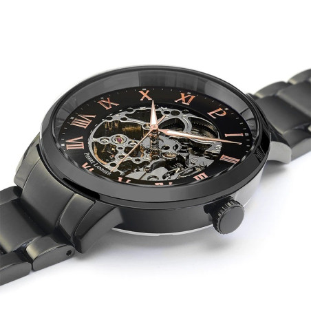 Pierre Lannier- Montre Homme Automatique - Boîtier Acier Noir - Bracelet Acier Noir - Ref 316D439