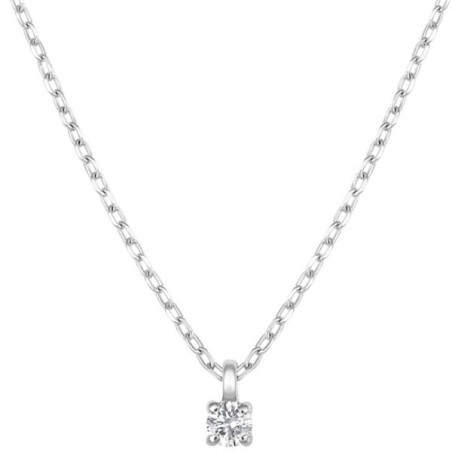 Collier Or Blanc Solitaire 4 Griffes Diamant Hp2 0,05 Ct 1008260 - Marque Collection Julien D'Orcel  Or 375/1000  Diamant