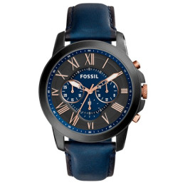 Montre Homme FS5061 Fossil - Collection GRANT - BLUE -  Tendance - cuir - Quartz - Chronographe