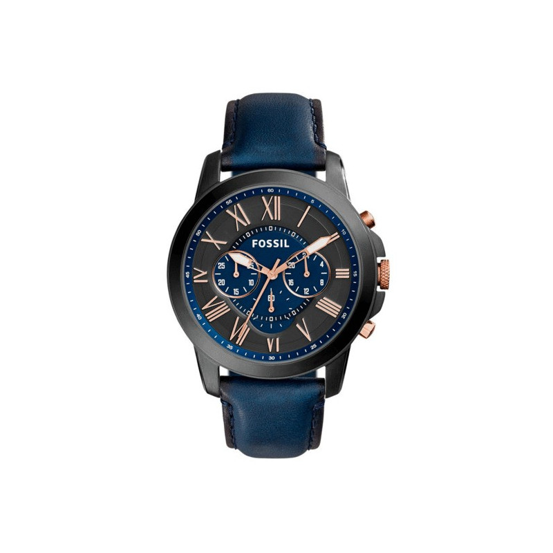 Montre Homme FS5061 Fossil - Collection GRANT - BLUE -  Tendance - cuir - Quartz - Chronographe