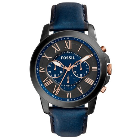 Montre Homme FS5061 Fossil - Collection GRANT - BLUE -  Tendance - cuir - Quartz - Chronographe