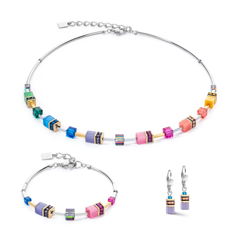 Coeur de Lion - Parure collier, bracelet et boucles d'oreilles, acier argenté - Réf 2800/50-1500