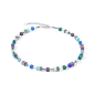 Coeur de Lion - Collier acier GéoCube, cristaux bleus - Réf 2838/10-0608