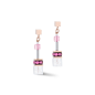 Coeur de Lion - Boucles d'oreilles acier cristaux blancs et roses - Réf 3018/21-0400