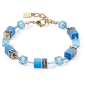 Coeur de Lion - Bracelet GéoCube acier doré et cristaux bleus - Réf 4020/30-0600