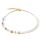 Coeur de Lion - Collier GéoCube acier, cristaux et perles d'eau douce - Réf 5086/10-1522
