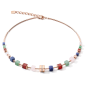 Coeur de Lion - Collier GéoCube acier doré rose et cristaux multicolores - Réf 5058/10-1561