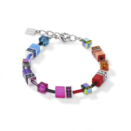 Coeur de Lion - Bracelet GéoCube acier et cristaux multicolores - Réf 2838/30-1520