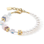 Coeur de Lion - Bracelet GéoCube acier, cristaux et perles d'eau douce - Réf 5086/30-1522