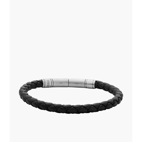 Fossil - Bracelet acier et cuir marron - Réf JF04089040