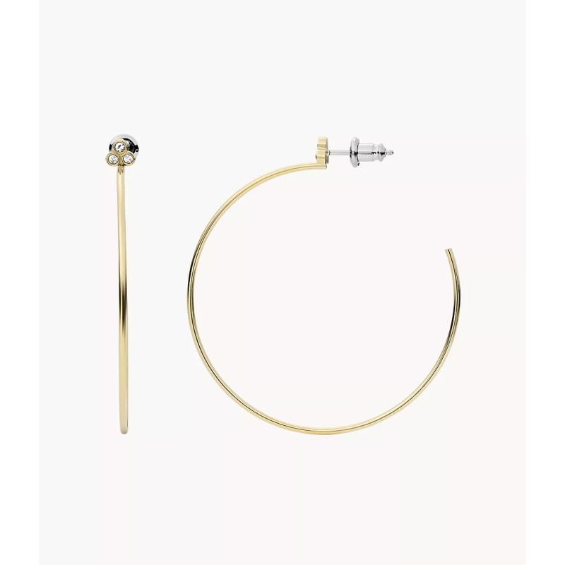 Fossil - Boucles d'oreilles Sadie acier doré, forme créole - Réf JF04111710
