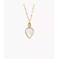 Fossil - Collier Mop Teardrop - Acier Doré - Nacre Blanc et Oxyde de Zirconium Blanc - Réf JF04248710