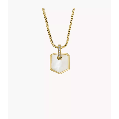 Fossil - Collier acier doré et nacre - Réf JF04529710